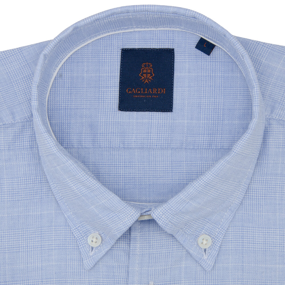 Slim Fit Sky Blue Cotton Button Down Shirt - Gagliardi