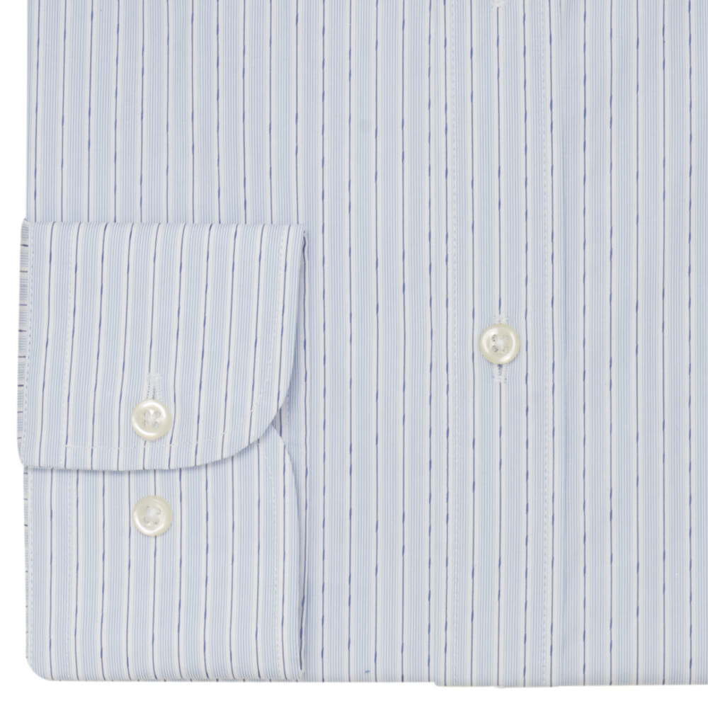 Mid Blue Slub Stripe Slim Fit Shirt - Gagliardi