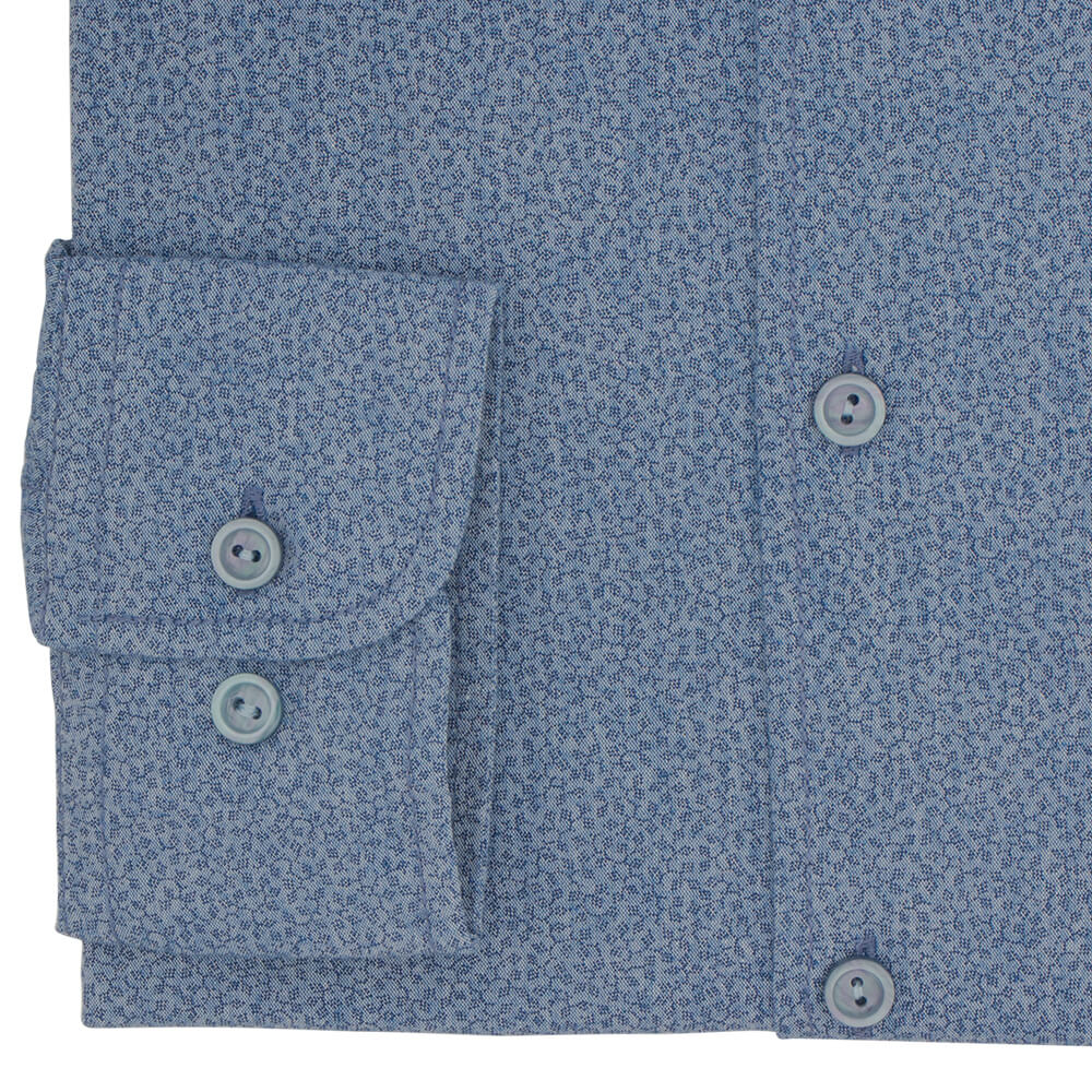 Slim Fit Denim Blue Abstract Cotton Shirt - Gagliardi