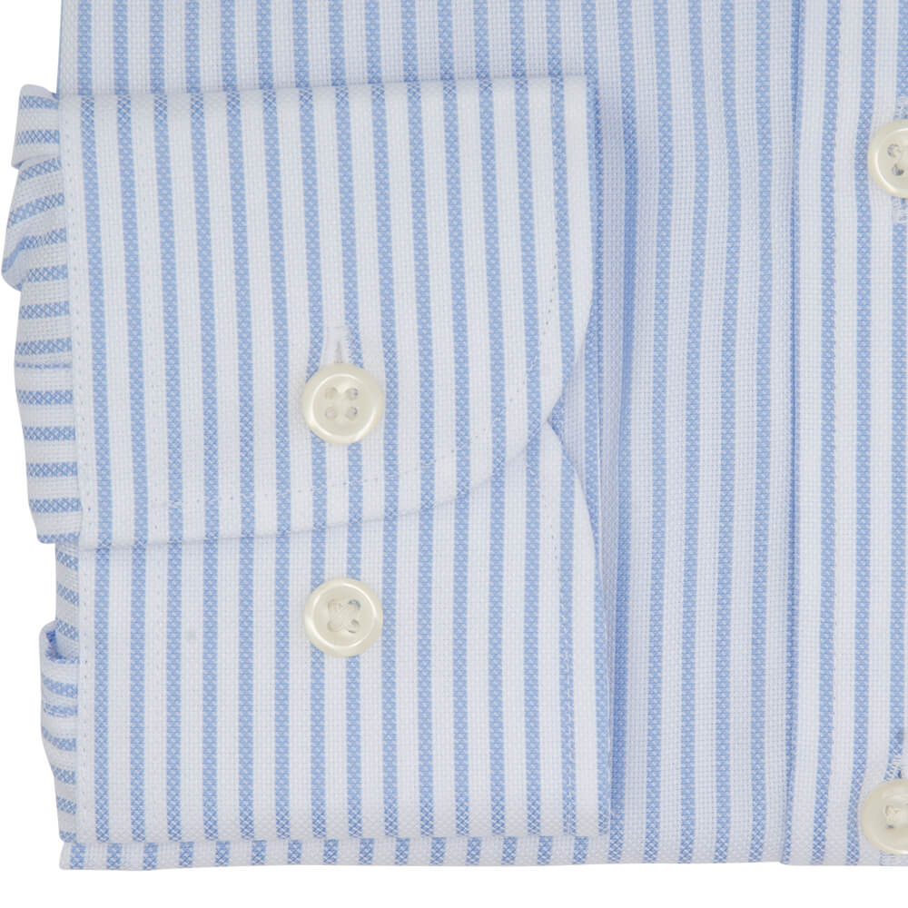 Slim Fit Sky Bengal Stripe Non Iron Oxford Cotton Shirt - Gagliardi