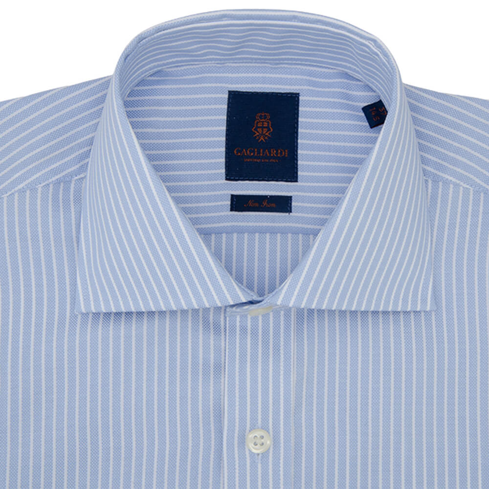 Slim Fit Sky Stripe Non Iron Oxford Cotton Shirt - Gagliardi