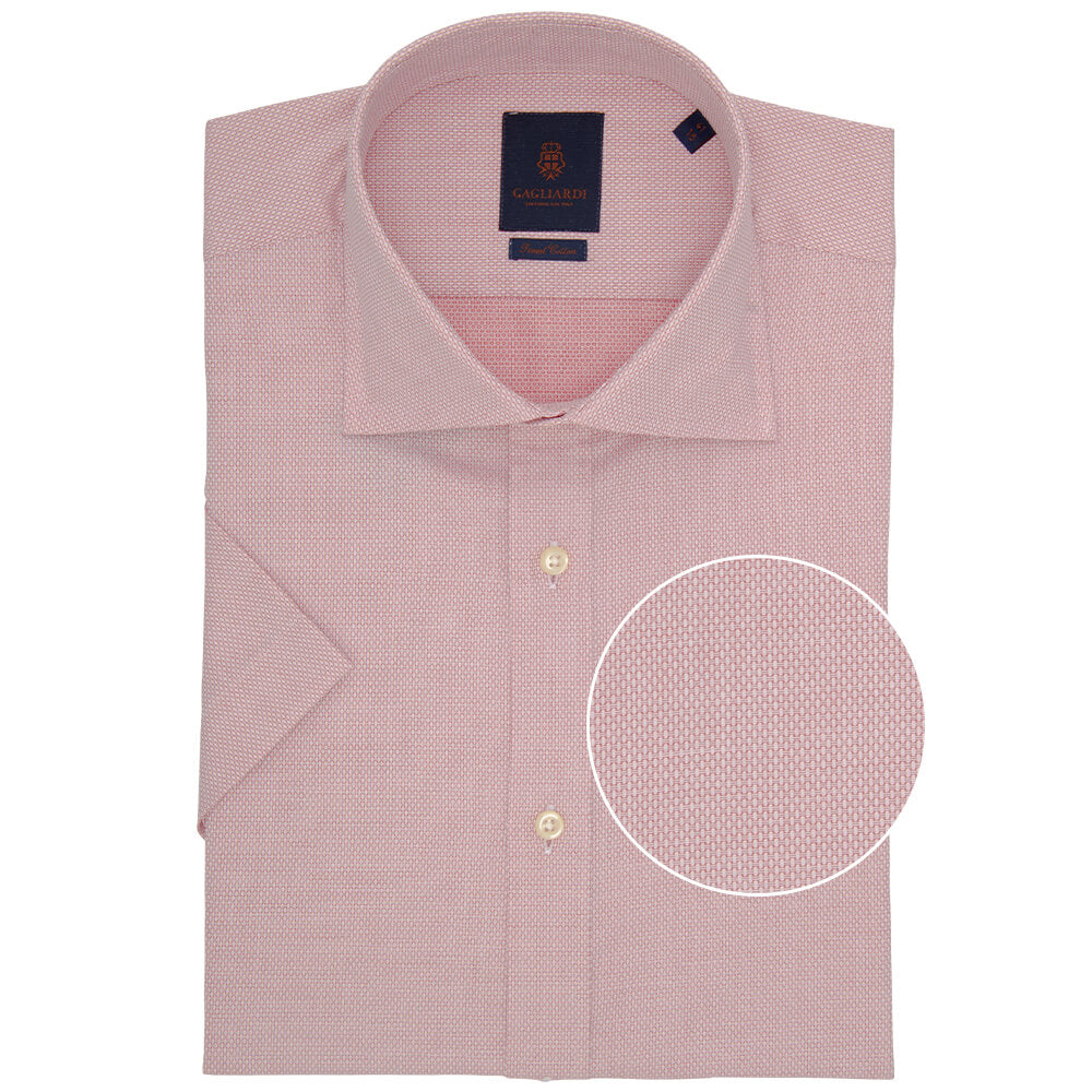 Slim Fit Red Birdseye Weave Micro Weave Cotton Shirt - Gagliardi