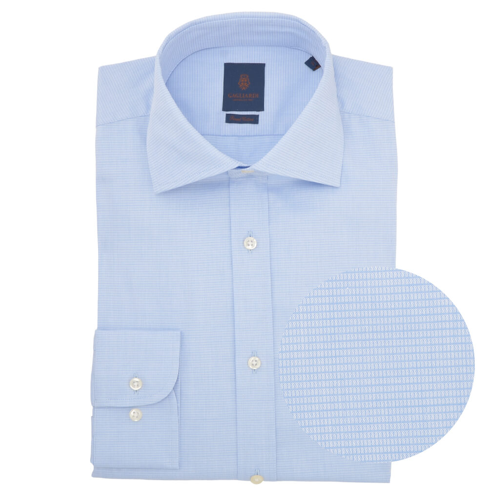 Slim Fit Sky Box Weave Cutaway Collar Shirt - Gagliardi