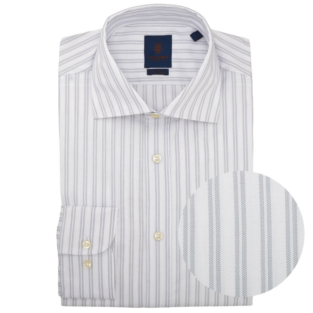 Slim Fit Silver Double Stripe Cutaway Collar Shirt - Gagliardi