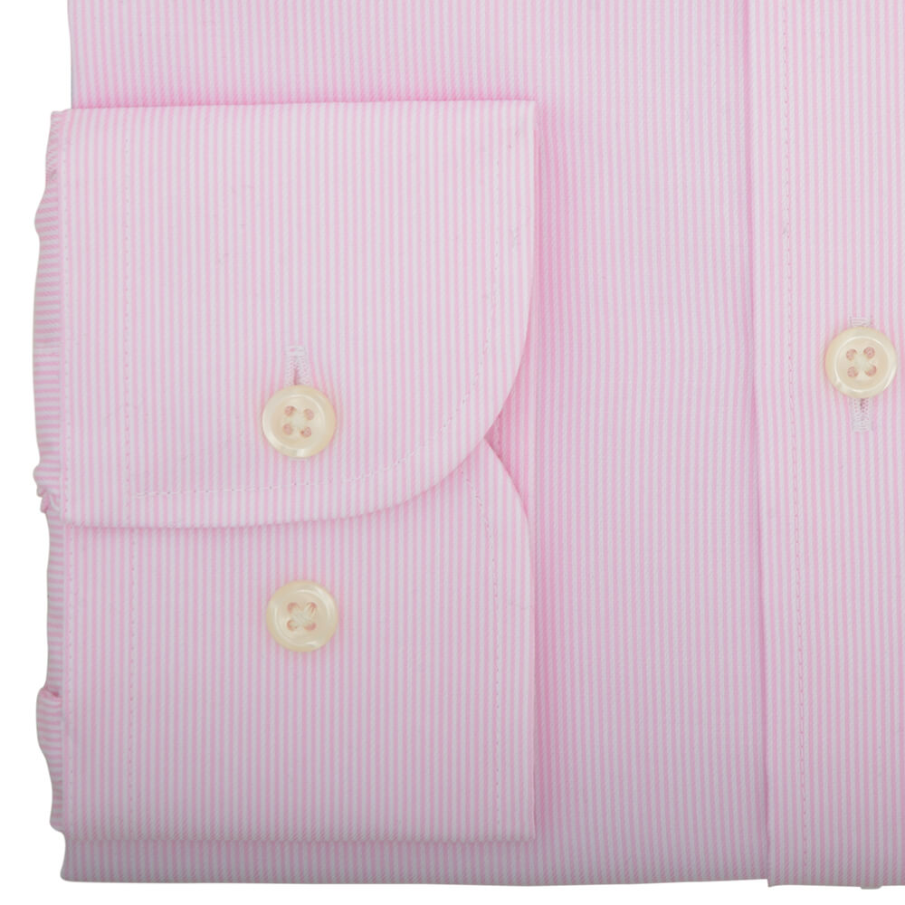 Slim Fit Pink Hairline Stripe Cutaway Collar Non-iron Shirt - Gagliardi