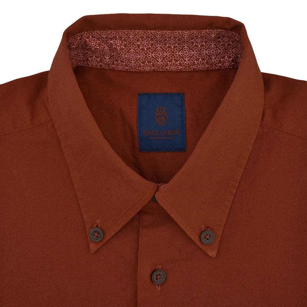 Slim Fit Rust Oxford Button Down Collar Shirt - Gagliardi