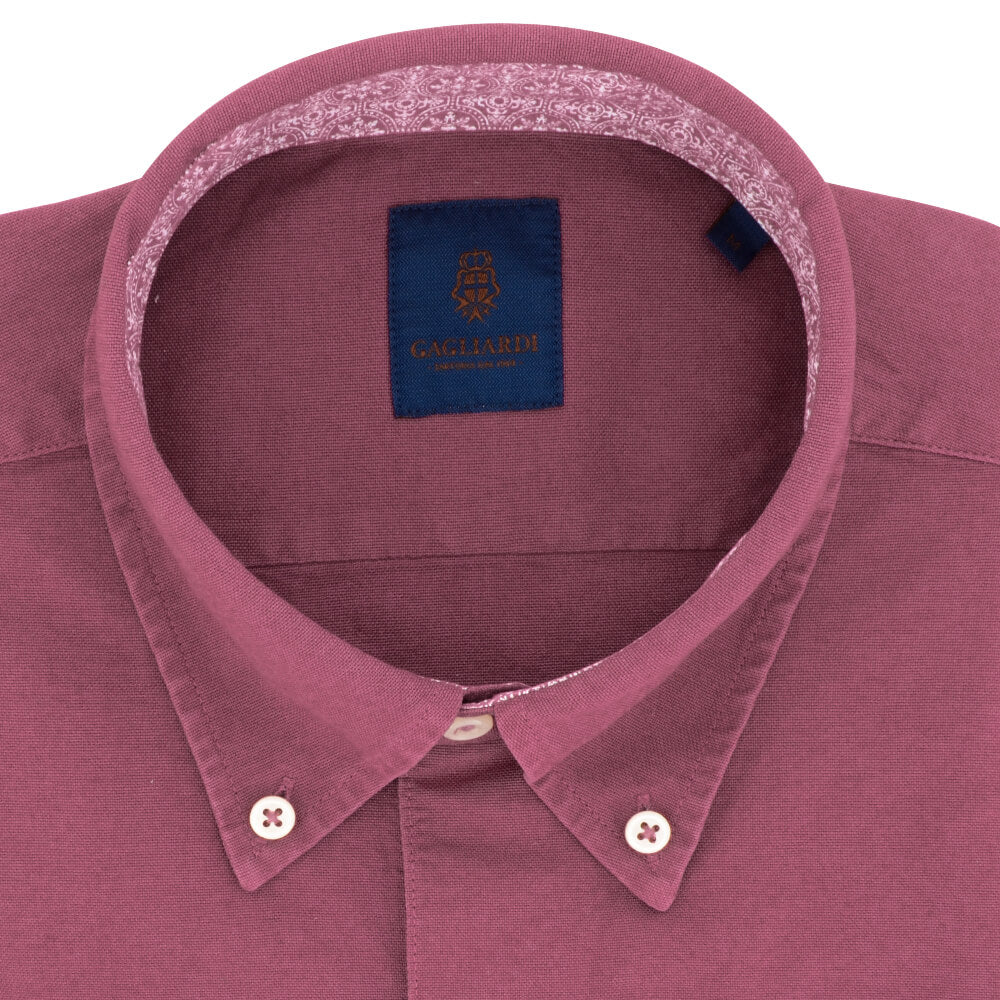 Raspberry Cotton Button Down Shirt - Gagliardi