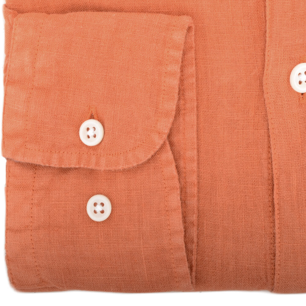 Orange Linen Button Down Shirt - Gagliardi