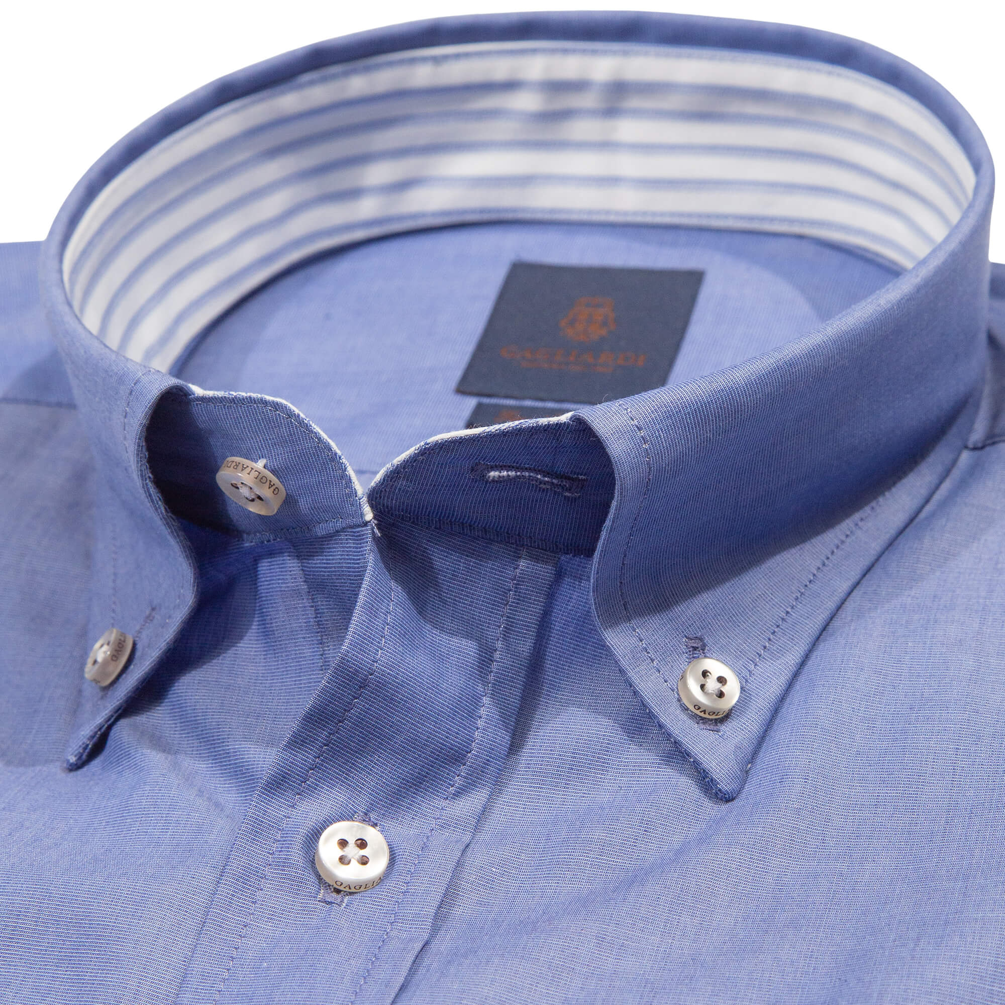Slim Fit Blue End-On-End Button Down Shirt