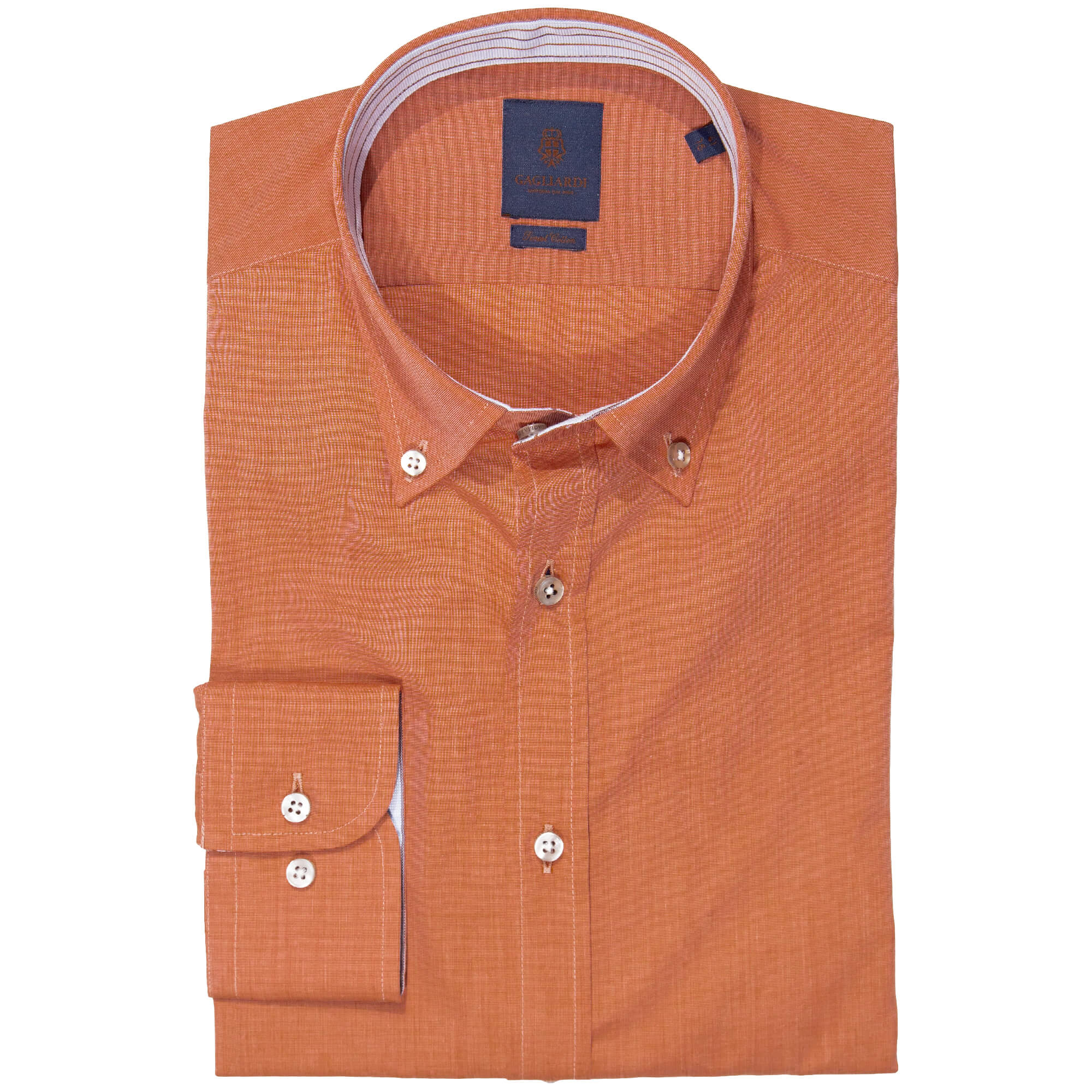 Slim Fit Orange End-On-End Button Down Shirt