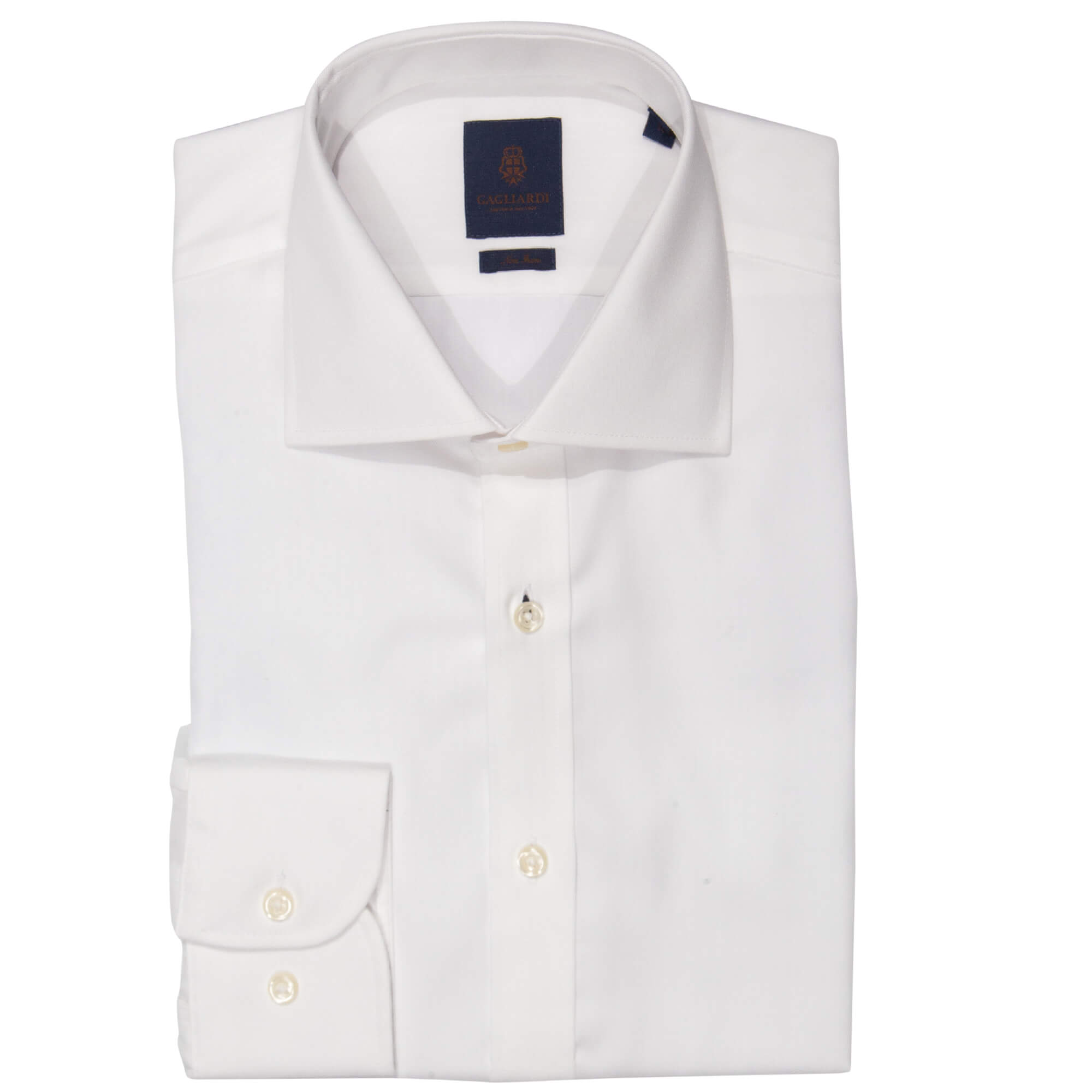 White Herringbone Cutaway Collar Single Cuffed Slim-Fit Non-Iron Shirt