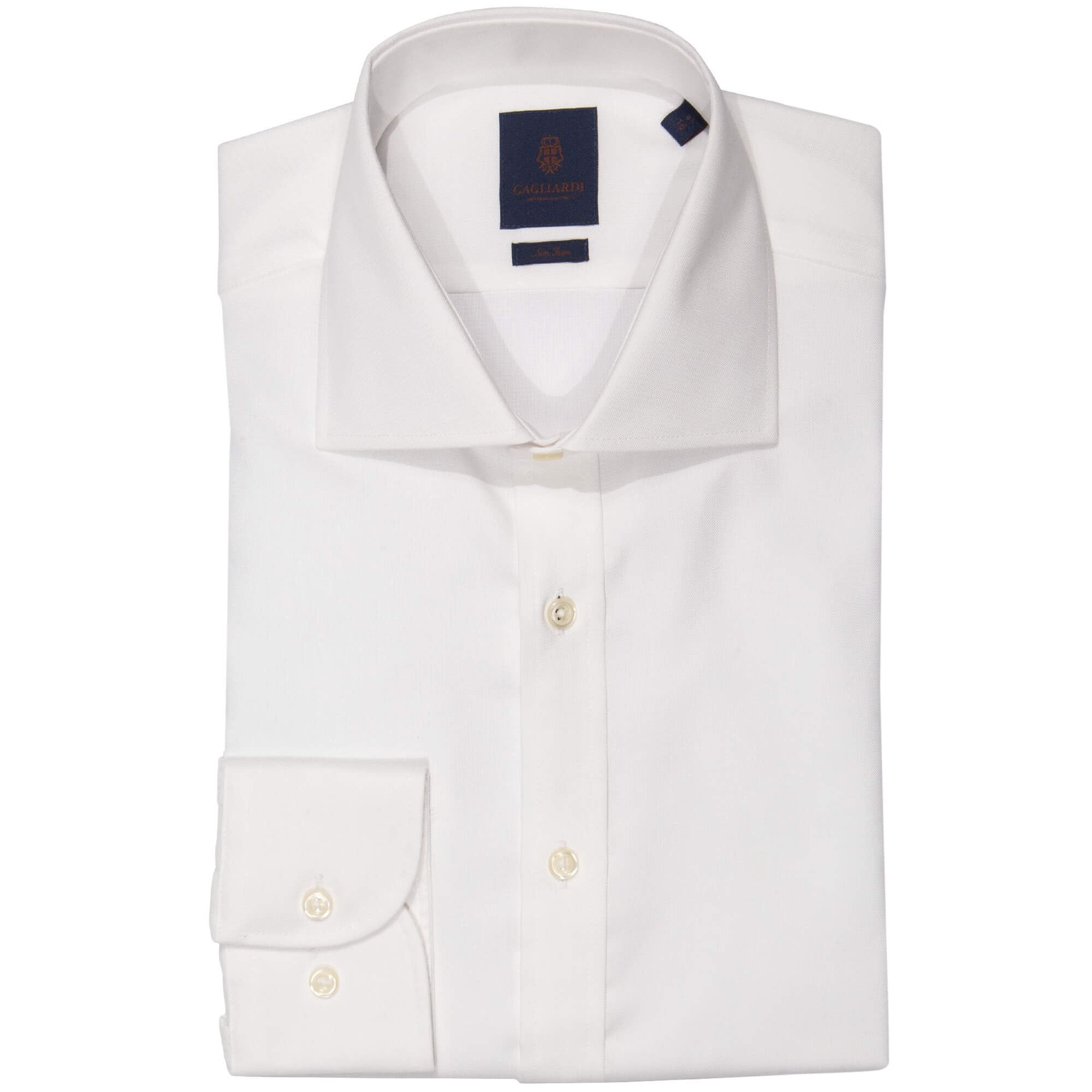 White Oxford Cutaway Collar Single Cuffed Slim-Fit Non-Iron Shirt