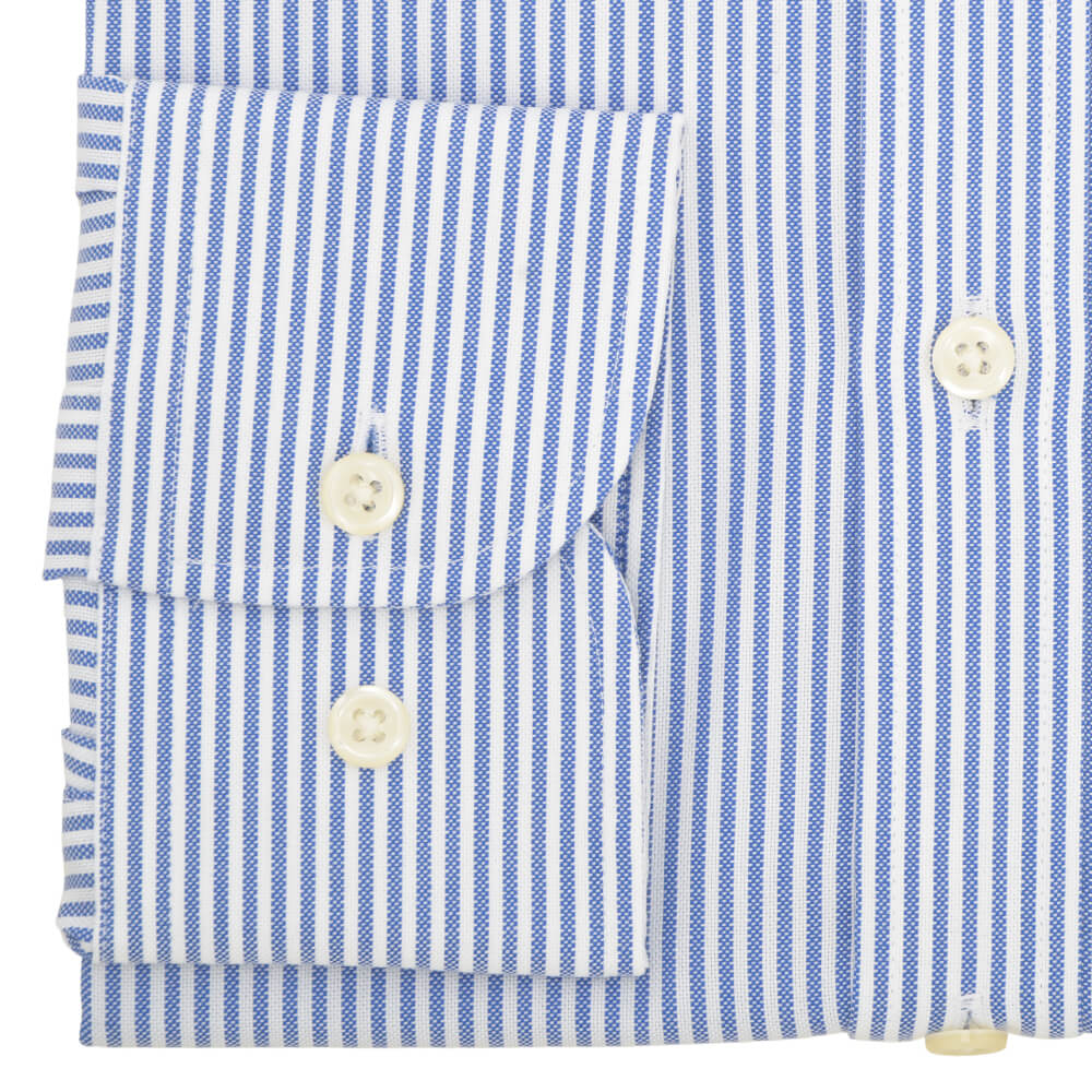 Slim Fit Blue Stripe Oxford Cutaway Collar Non-iron Shirt - Gagliardi