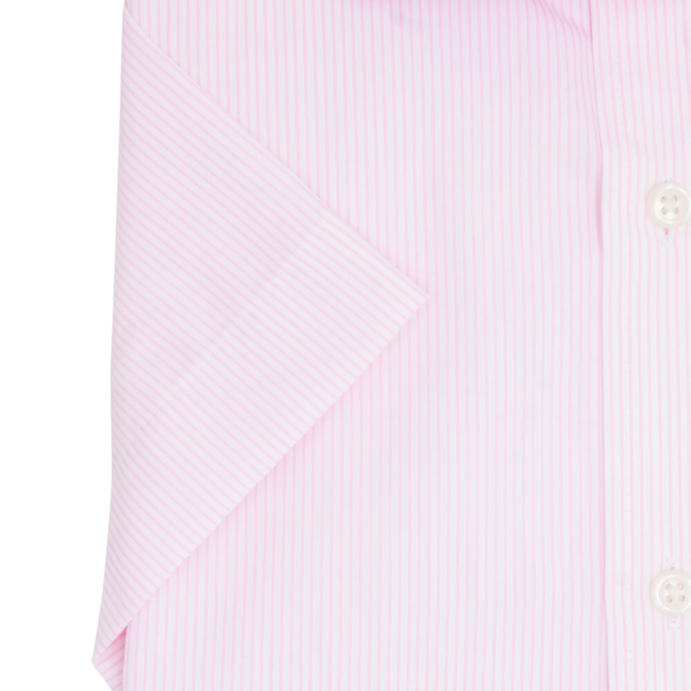 Pink Stripe Slim Fit Short Sleeve Cutaway Collar Short - Gagliardi