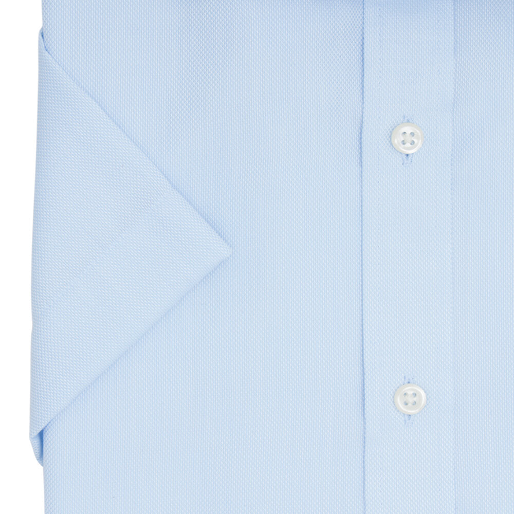 Sky Basketweave Slim Fit Short Sleeve Cutaway Collar Shirt - Gagliardi