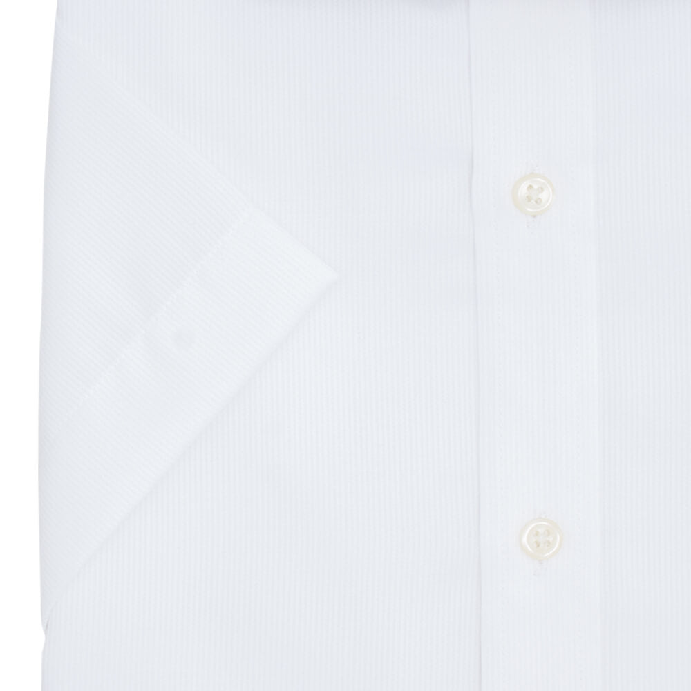 White Stripe Slim Fit Short Sleeve Cutaway Collar Shirt - Gagliardi