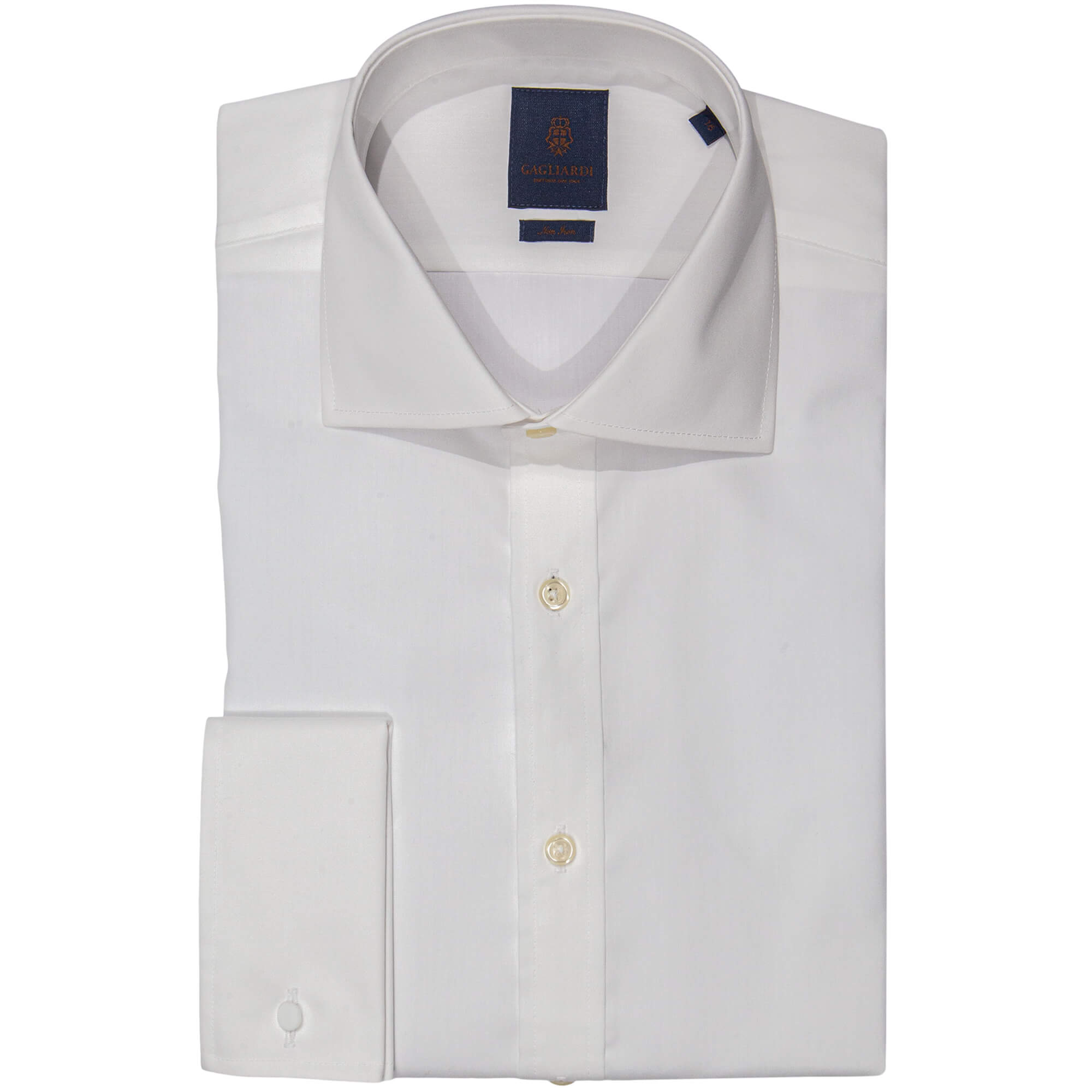 White Slim Fit Cutaway Collar Double Cuffed Shirt