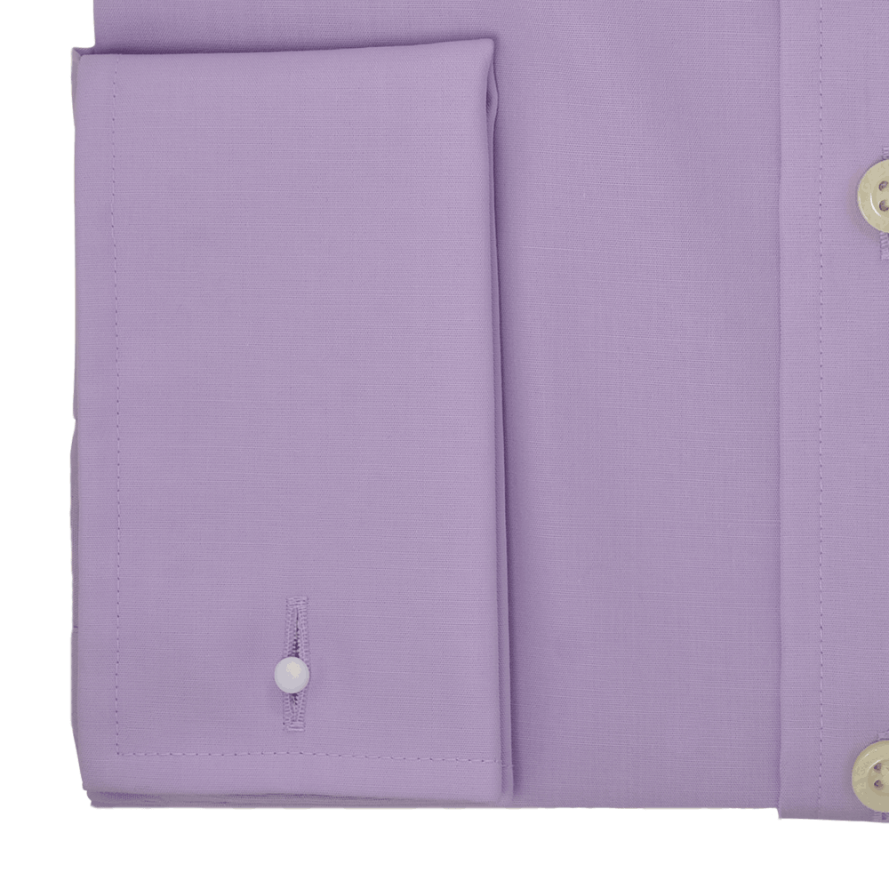 Lilac Plain Slim Fit Cutaway Collar Double Cuffed Shirt - Gagliardi