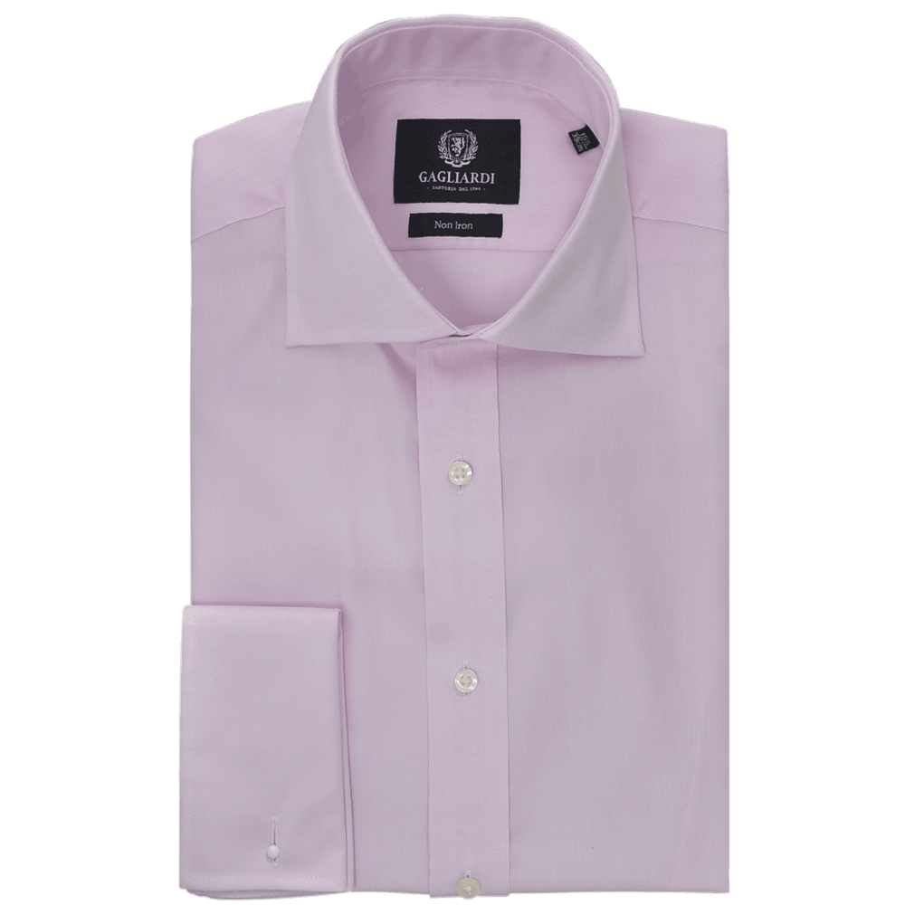 Pink Oxford Slim Fit Cutaway Collar Double Cuffed Shirt - Gagliardi