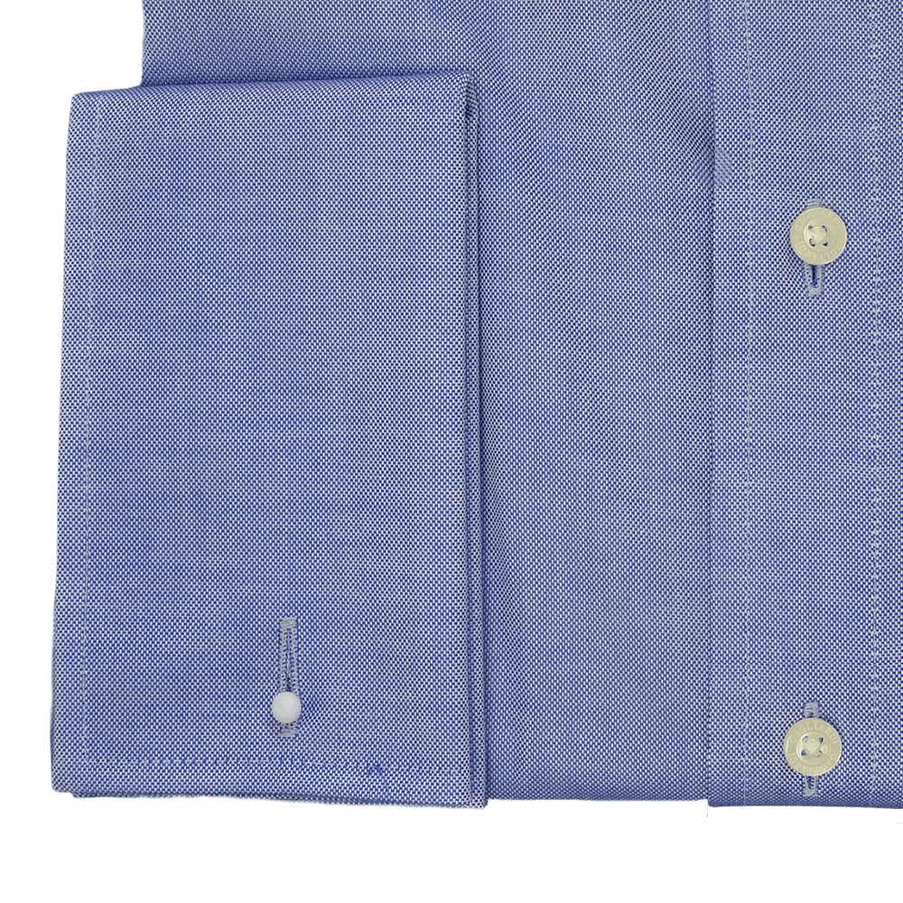 Blue Oxford Slim Fit Cutaway Collar Double Cuffed Shirt - Gagliardi