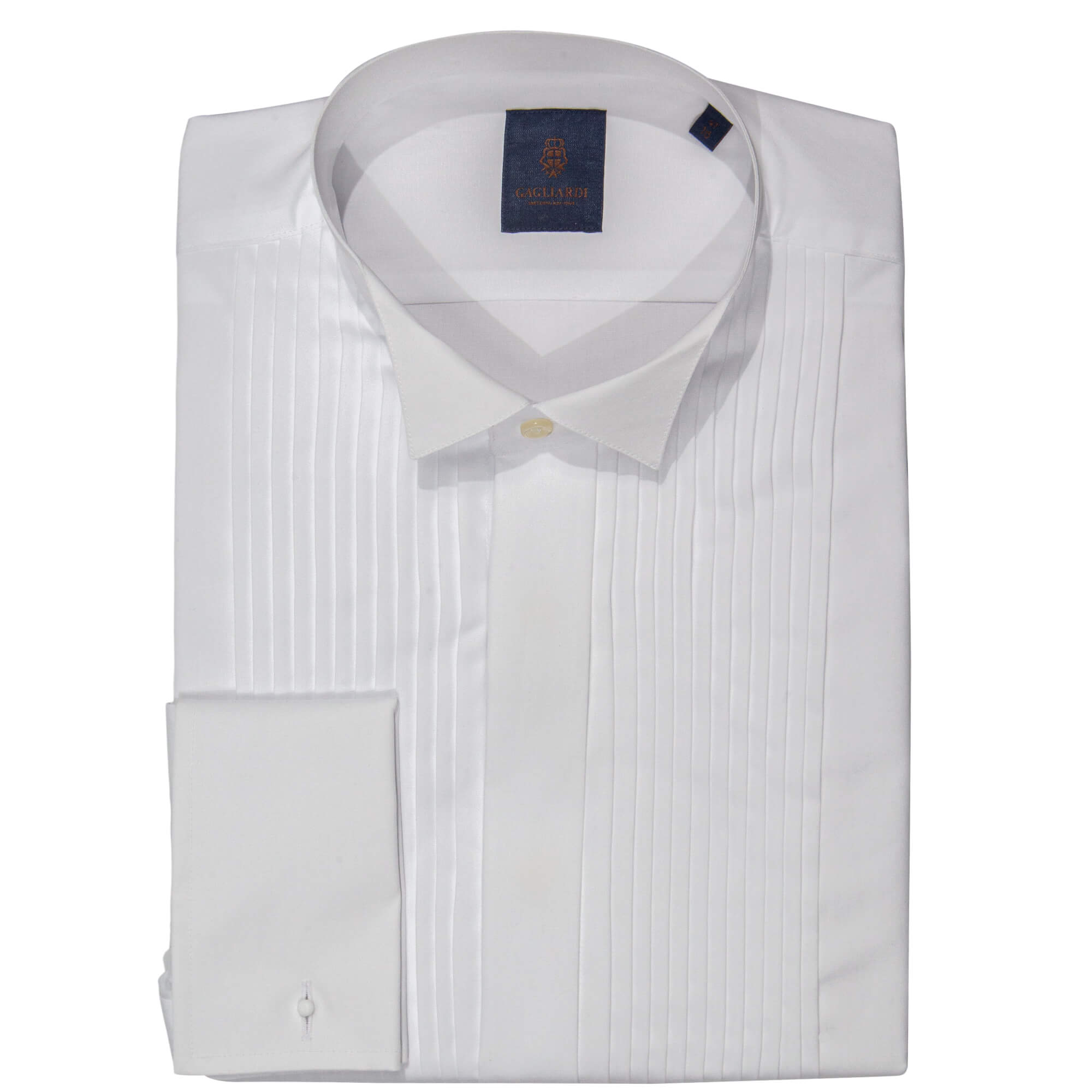 White Pleated With Traditional Wing Collar & Fly Front Dress Shirt