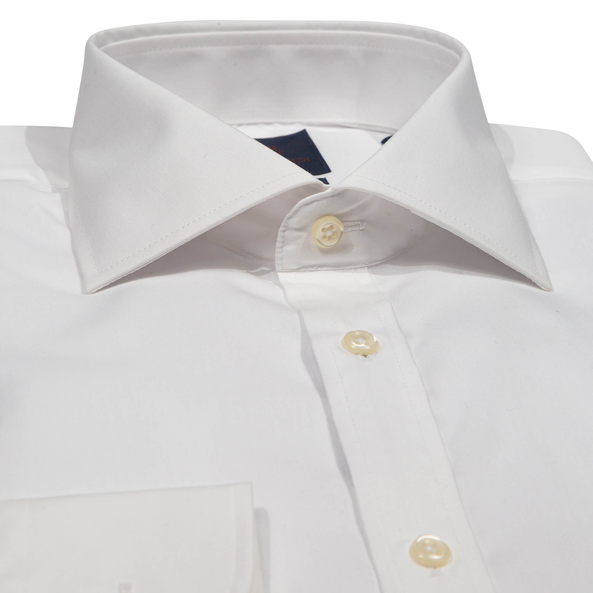 White Slim Fit Cutaway Collar Single Cuffed Shirt