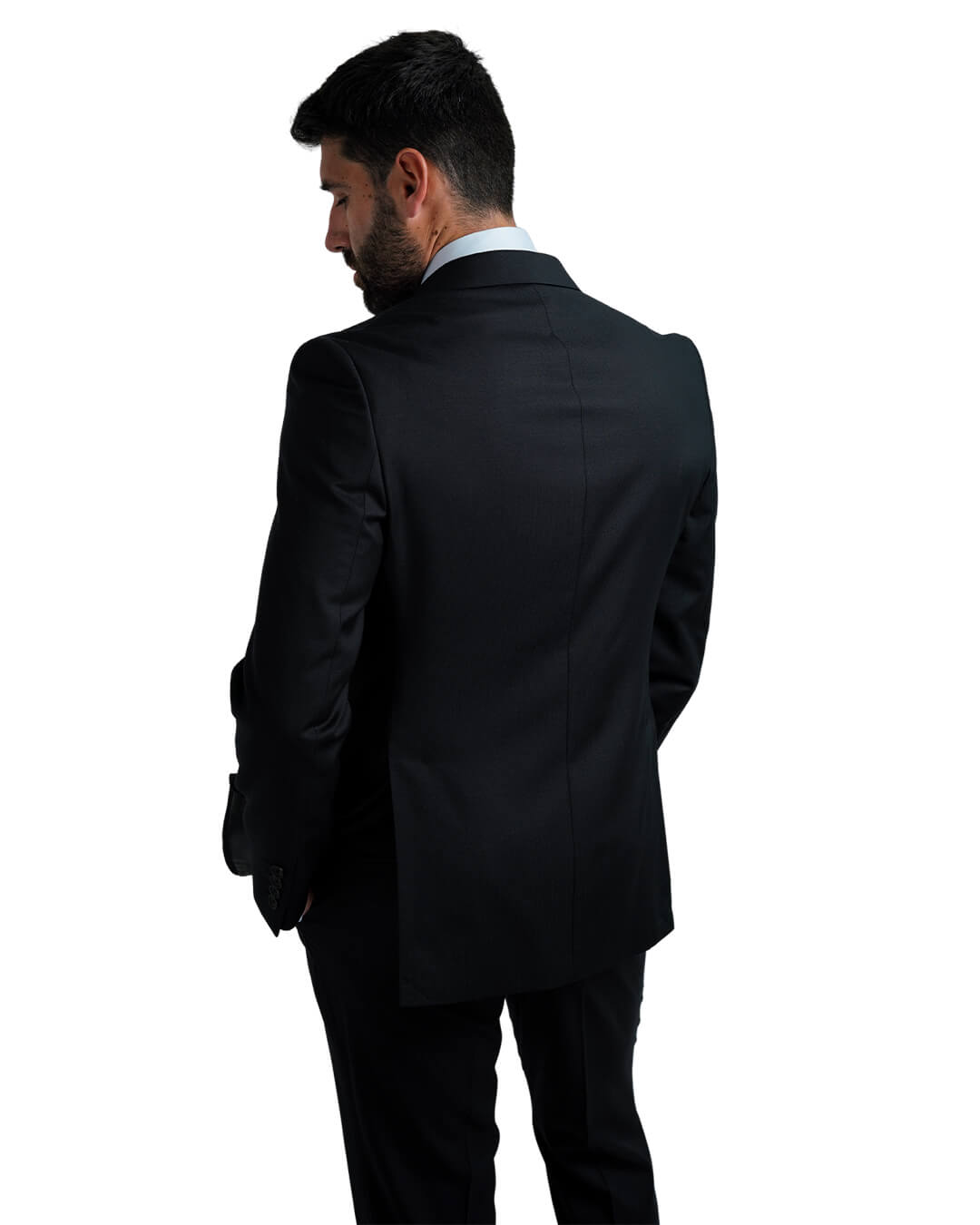 Black Textured Self Stripe Suit