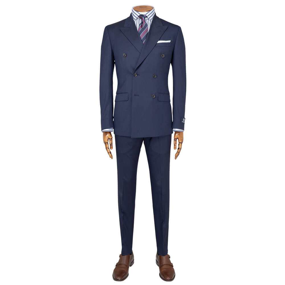 Blue Twill Double Breasted Suit - Gagliardi