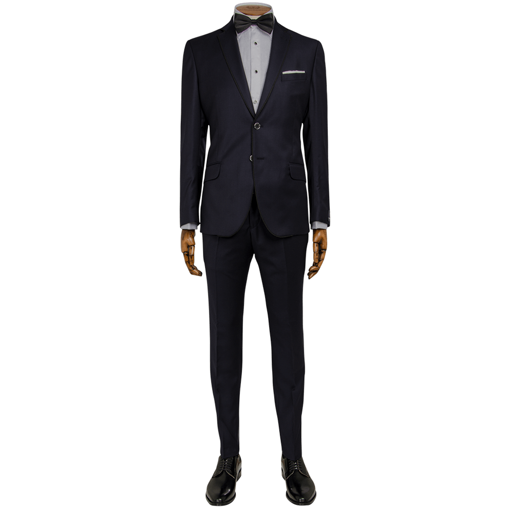 Navy Micro Jacquard Evening Two-Piece Tuxedo - Gagliardi