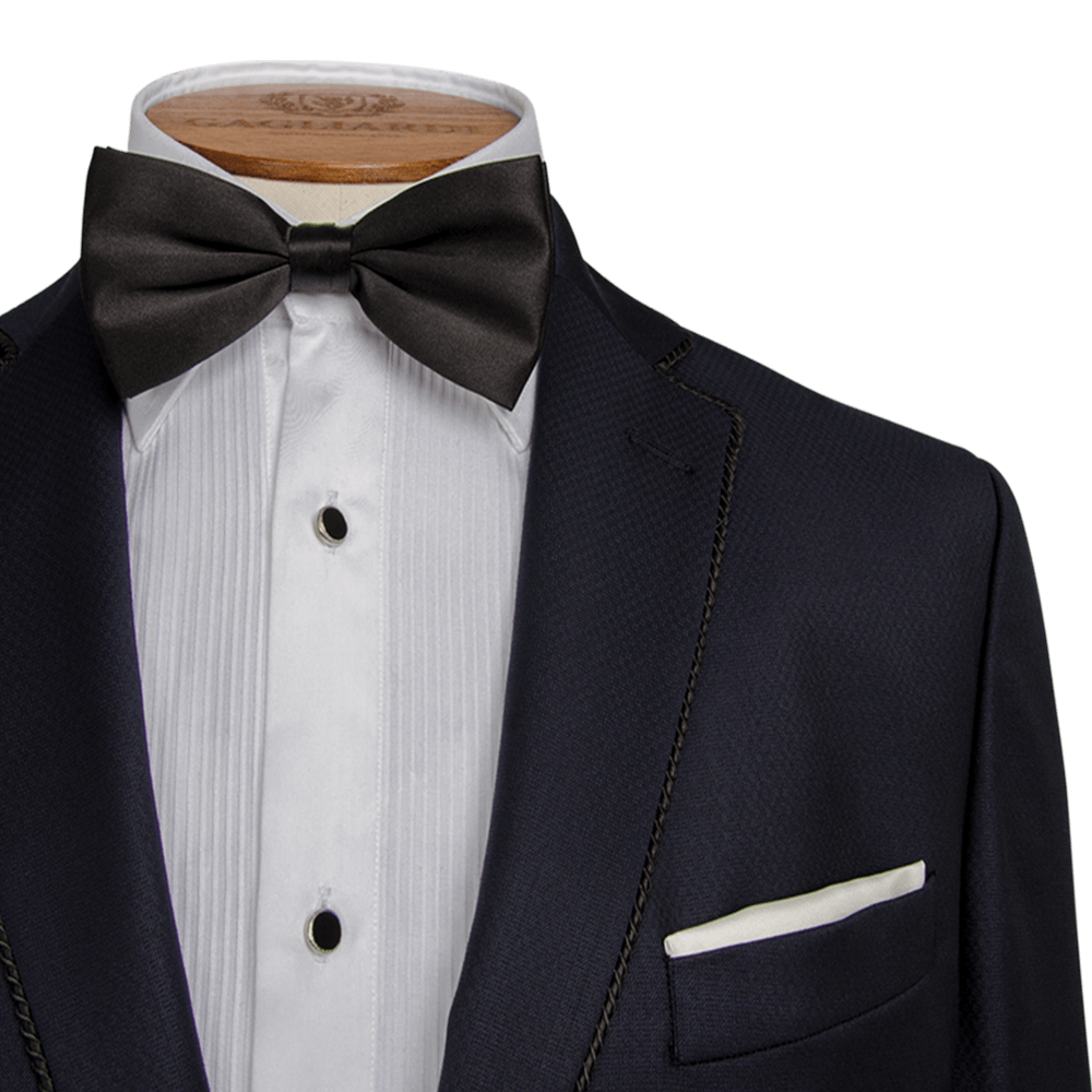 Navy Micro Jacquard Evening Two-Piece Tuxedo - Gagliardi