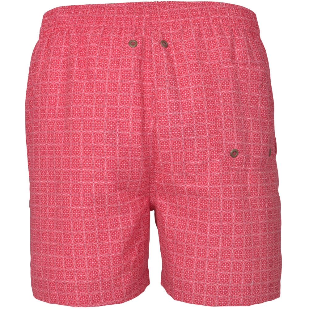 Red Maltese Tile Print Swim Shorts - Gagliardi