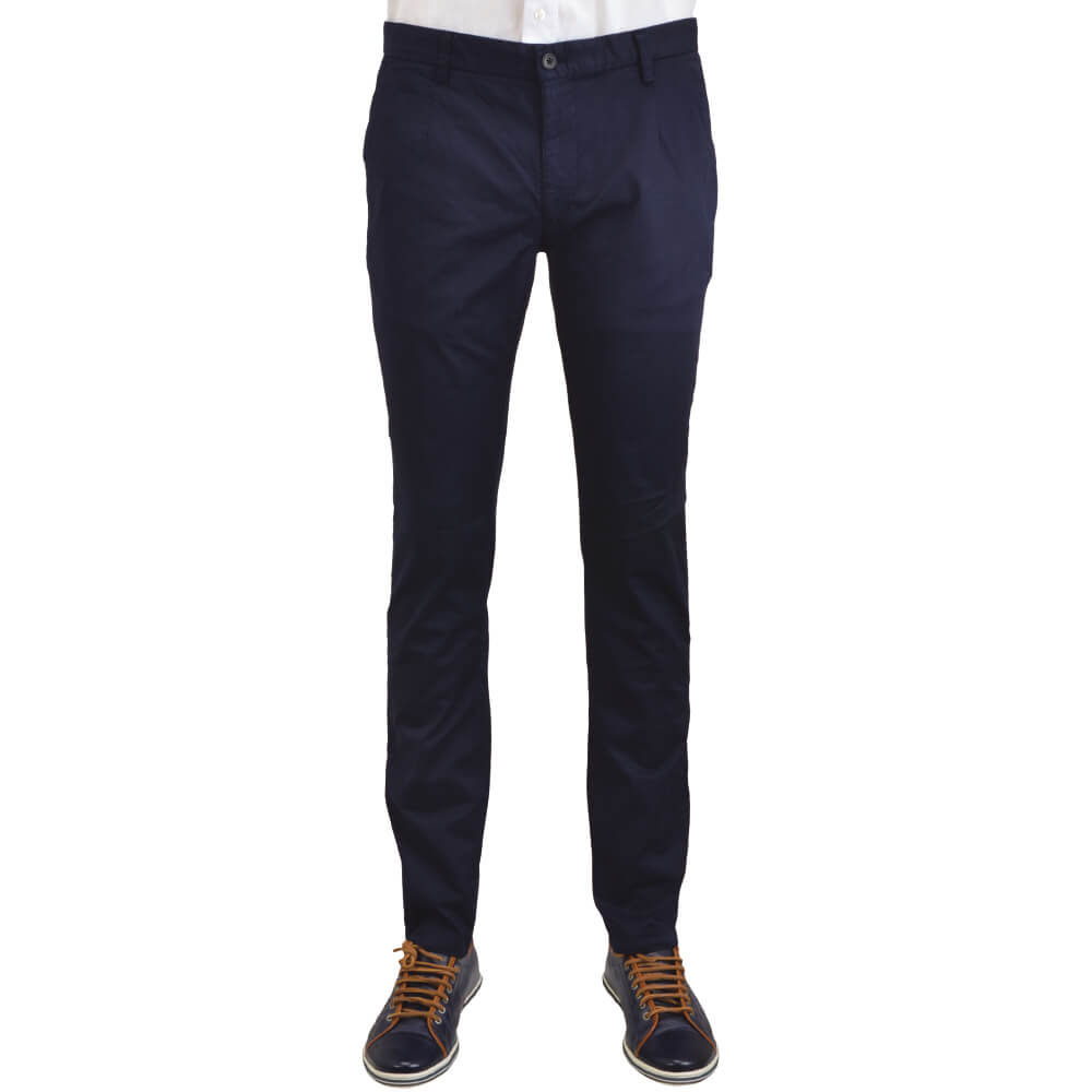 Navy Garment Dyed Cotton Trousers - Gagliardi