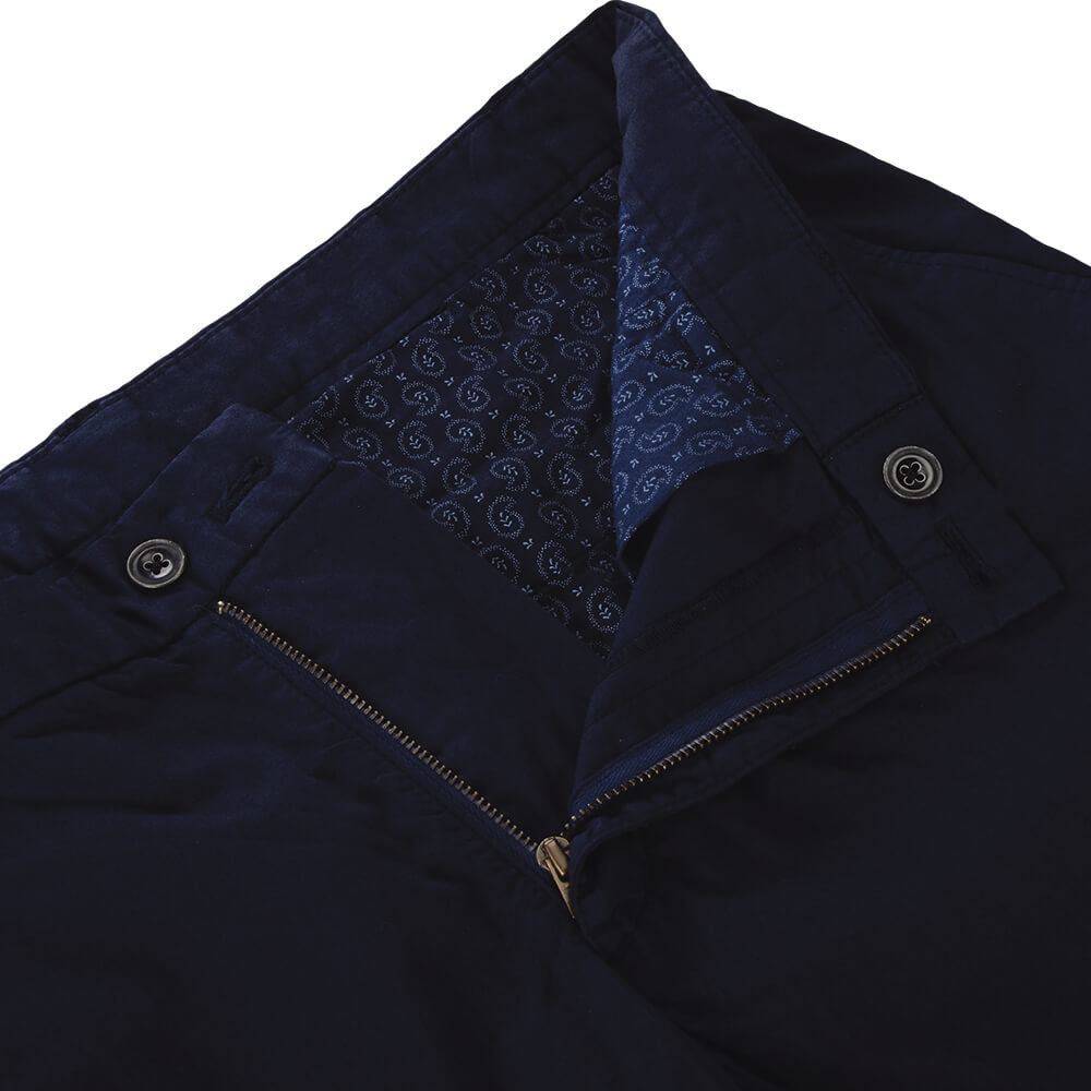 Navy Garment Dyed Cotton Trousers - Gagliardi