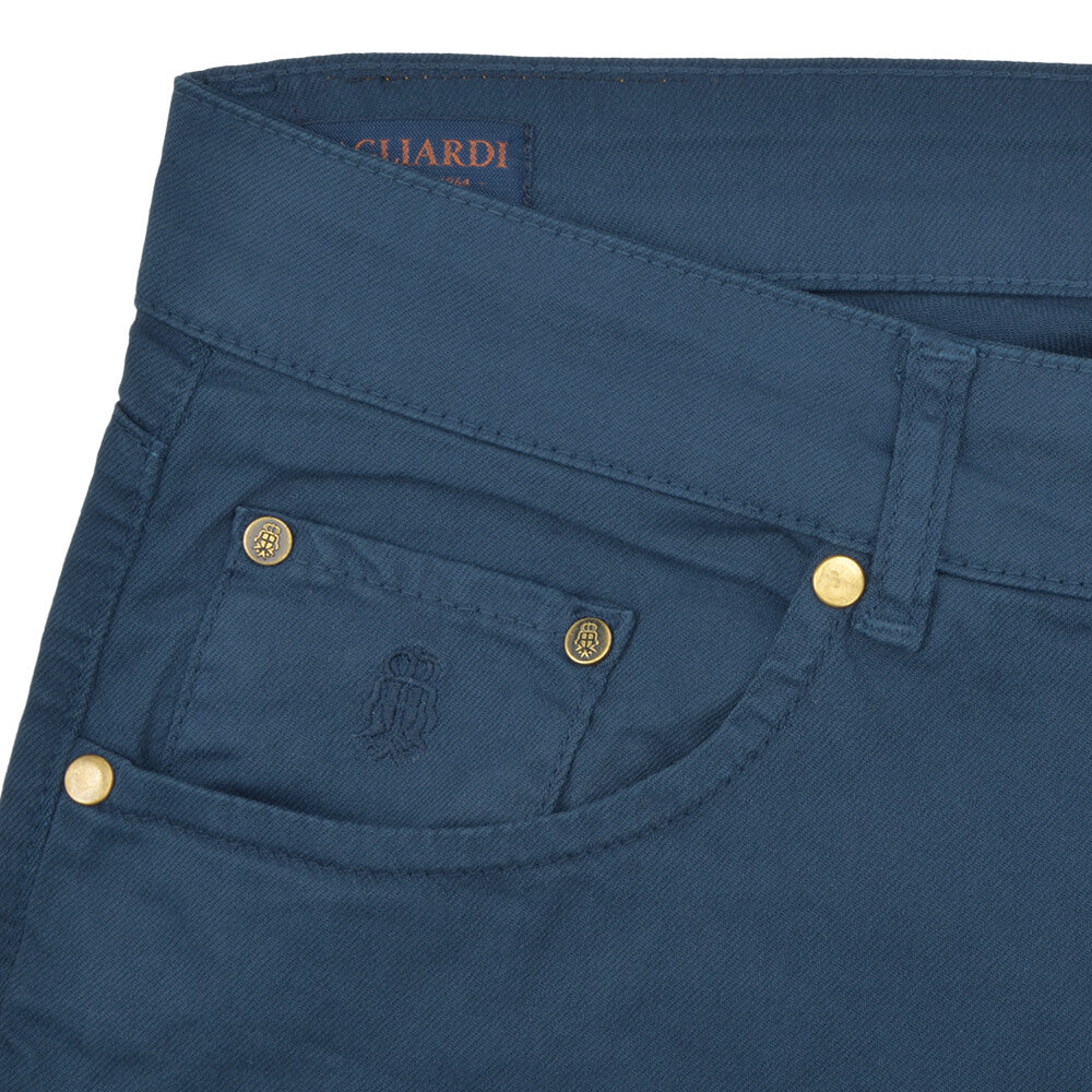 Navy Stretch Cotton Five Pocket Trousers - Gagliardi