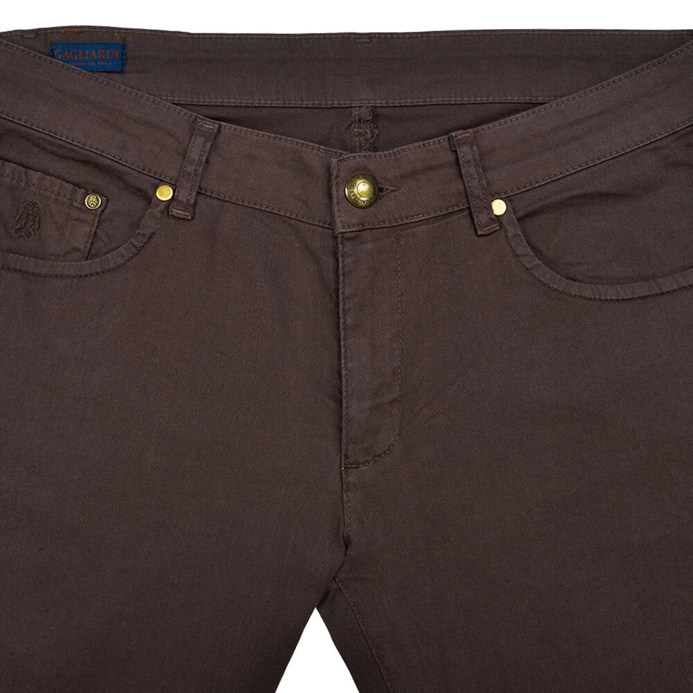Brown Stretch Cotton Five Pocket Trousers - Gagliardi