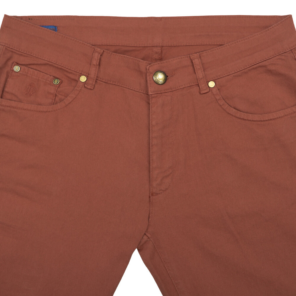 Rust Stretch Cotton Five Pocket Trousers - Gagliardi