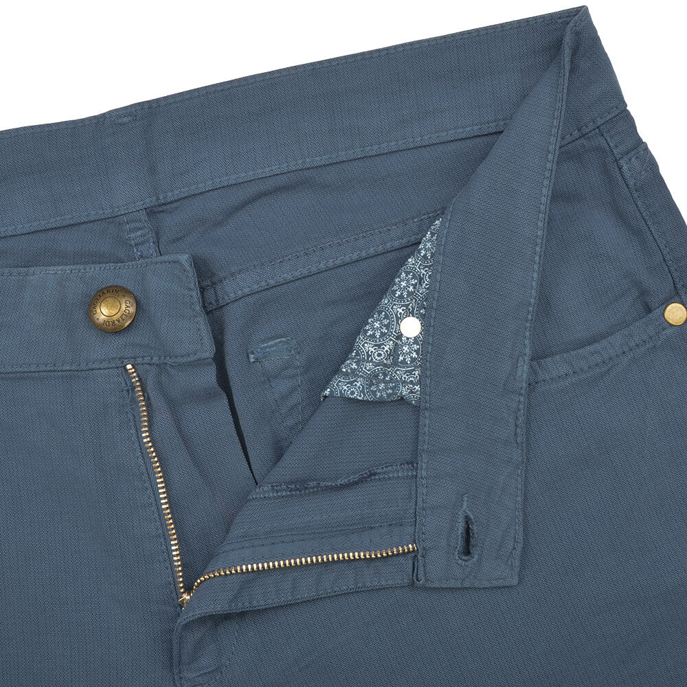 Blue Stretch Cotton Textured Five Pocket Trousers - Gagliardi