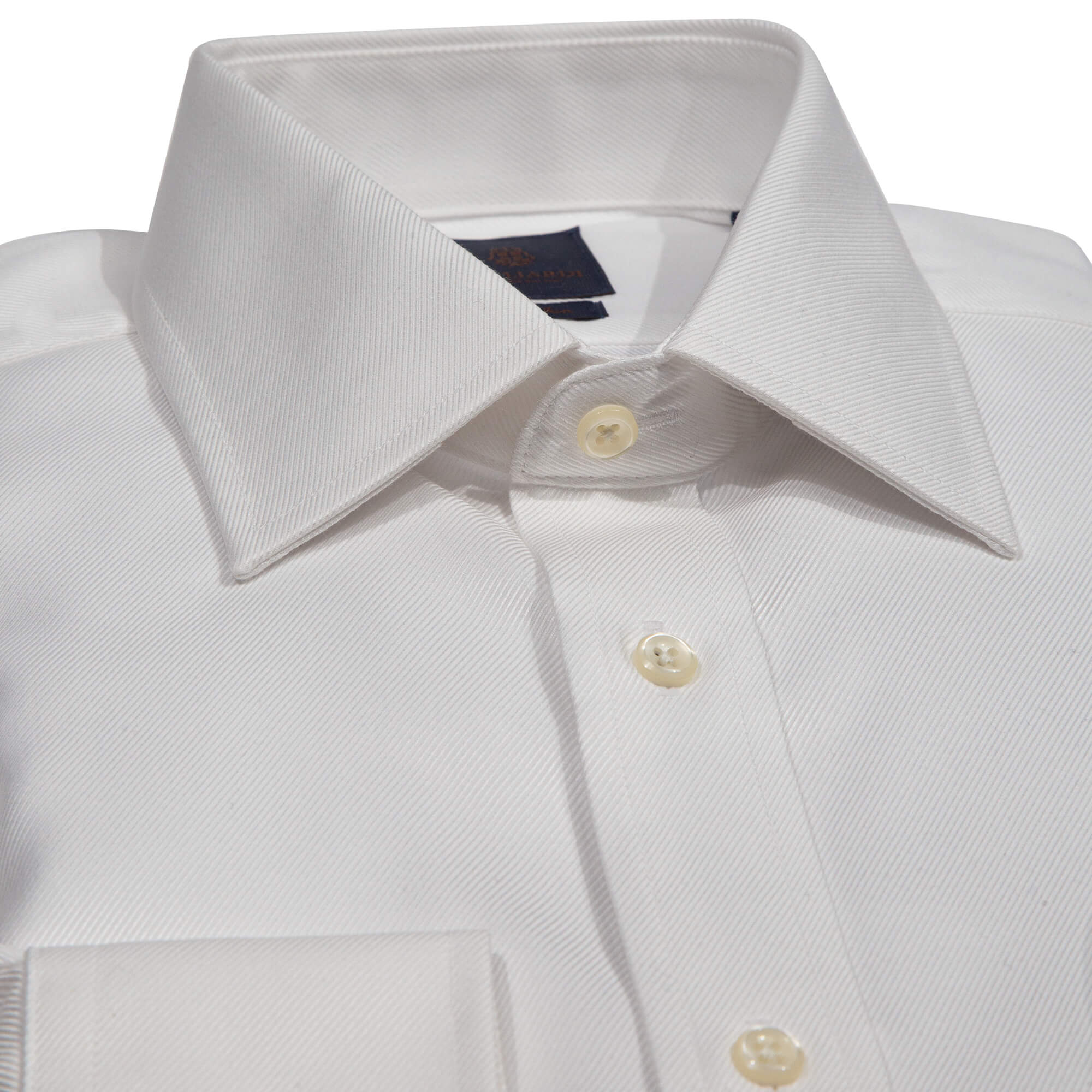 White Twill Tailored Fit Pointed Collar Single Cuffed Shirt