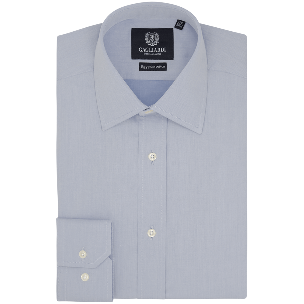 Royal Blue Twill Plain Tailored Fit Cutaway Collar Shirt - Gagliardi