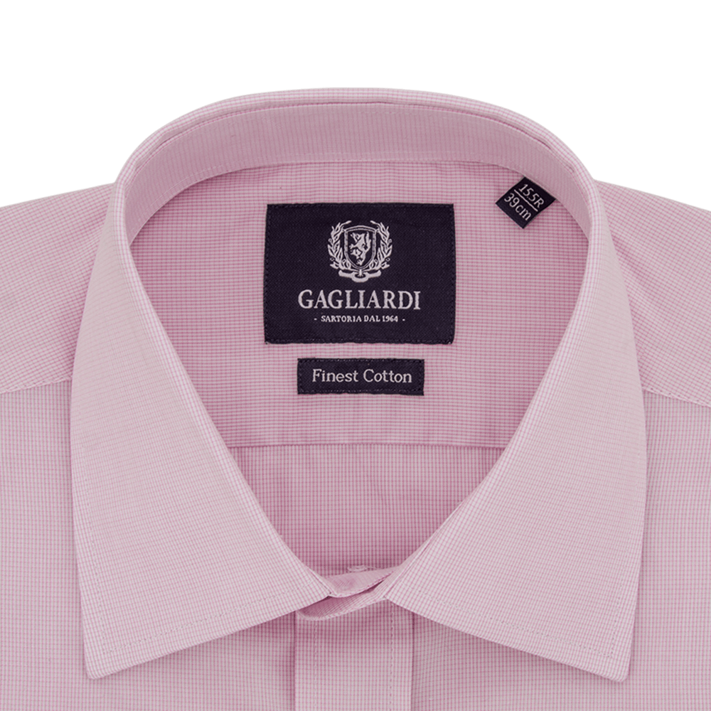 Pink Microcheck Business Shirt - Gagliardi