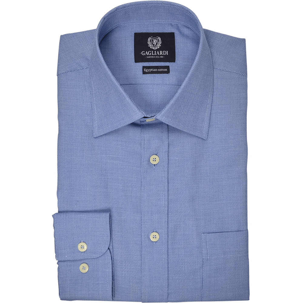 Royal Blue Basketweave Business Shirt - Gagliardi