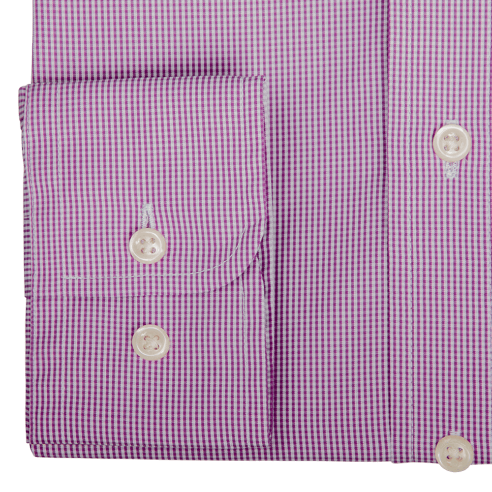 Lilac Mini Gingham Tailored Fit Buttondown Collar Shirt - Gagliardi