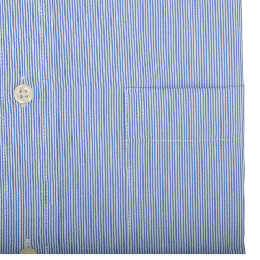 Tailored Fit Blue Hairline Stripe Classic Collar Non-iron Shirt - Gagliardi