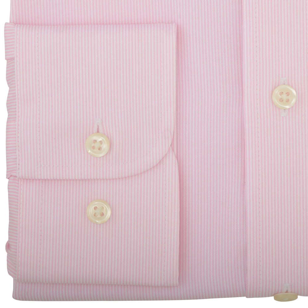 Tailored Fit Pink Hairline Stripe Classic Collar Non-iron Shirt - Gagliardi