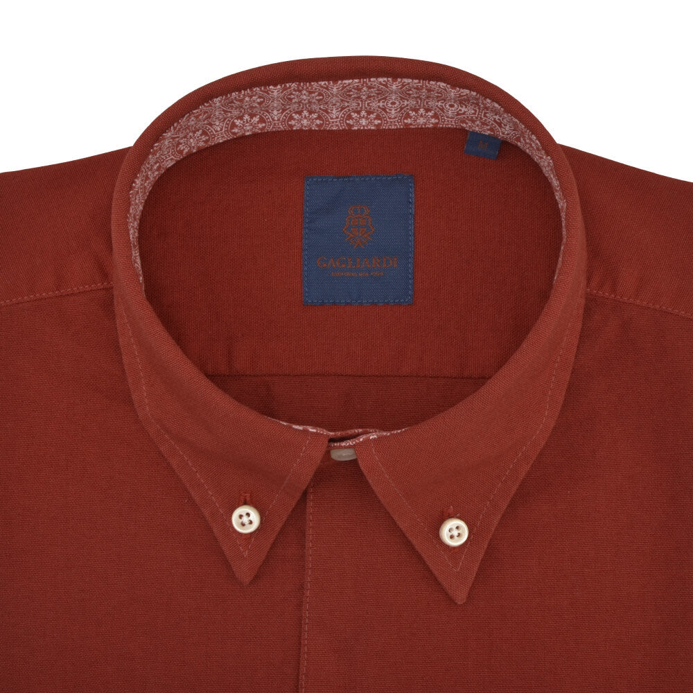 Tailored Fit Rust Oxford Button Down Collar Shirt - Gagliardi