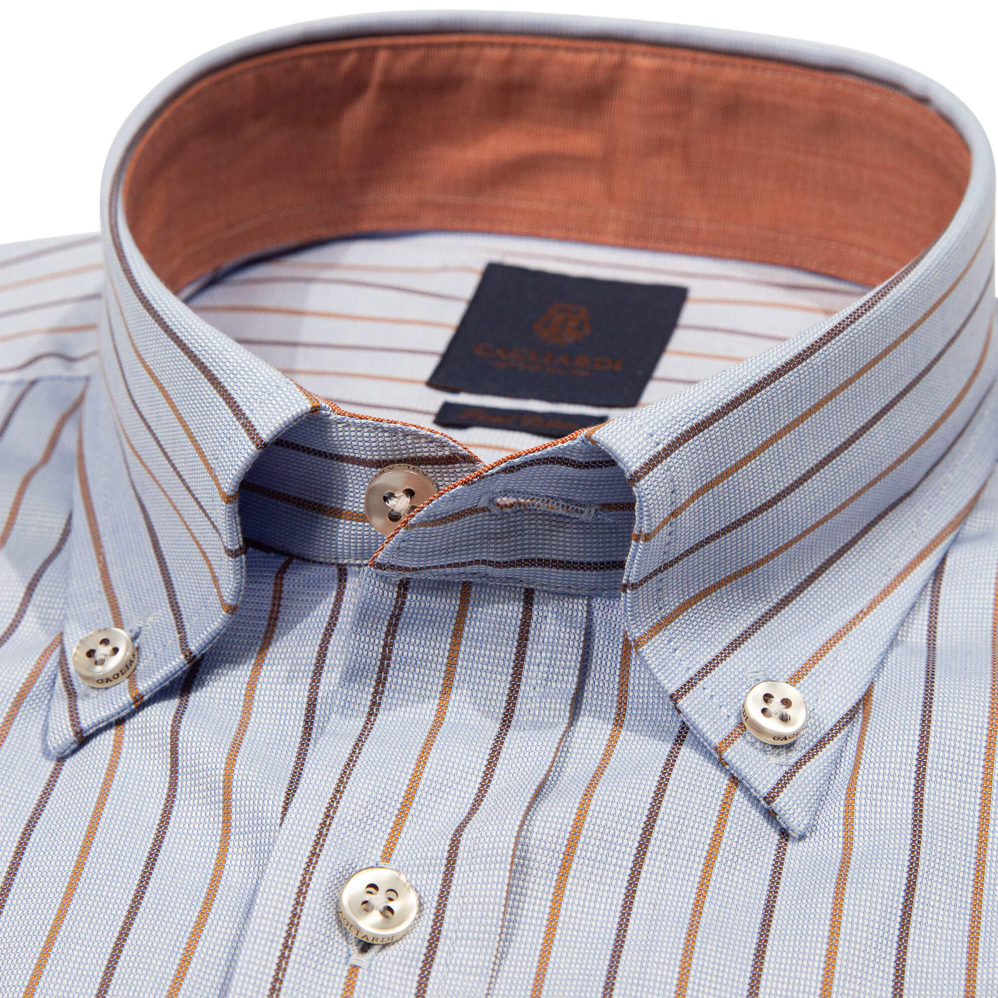 Tailored Fit Brown & Camel Stripe Button Down Shirt