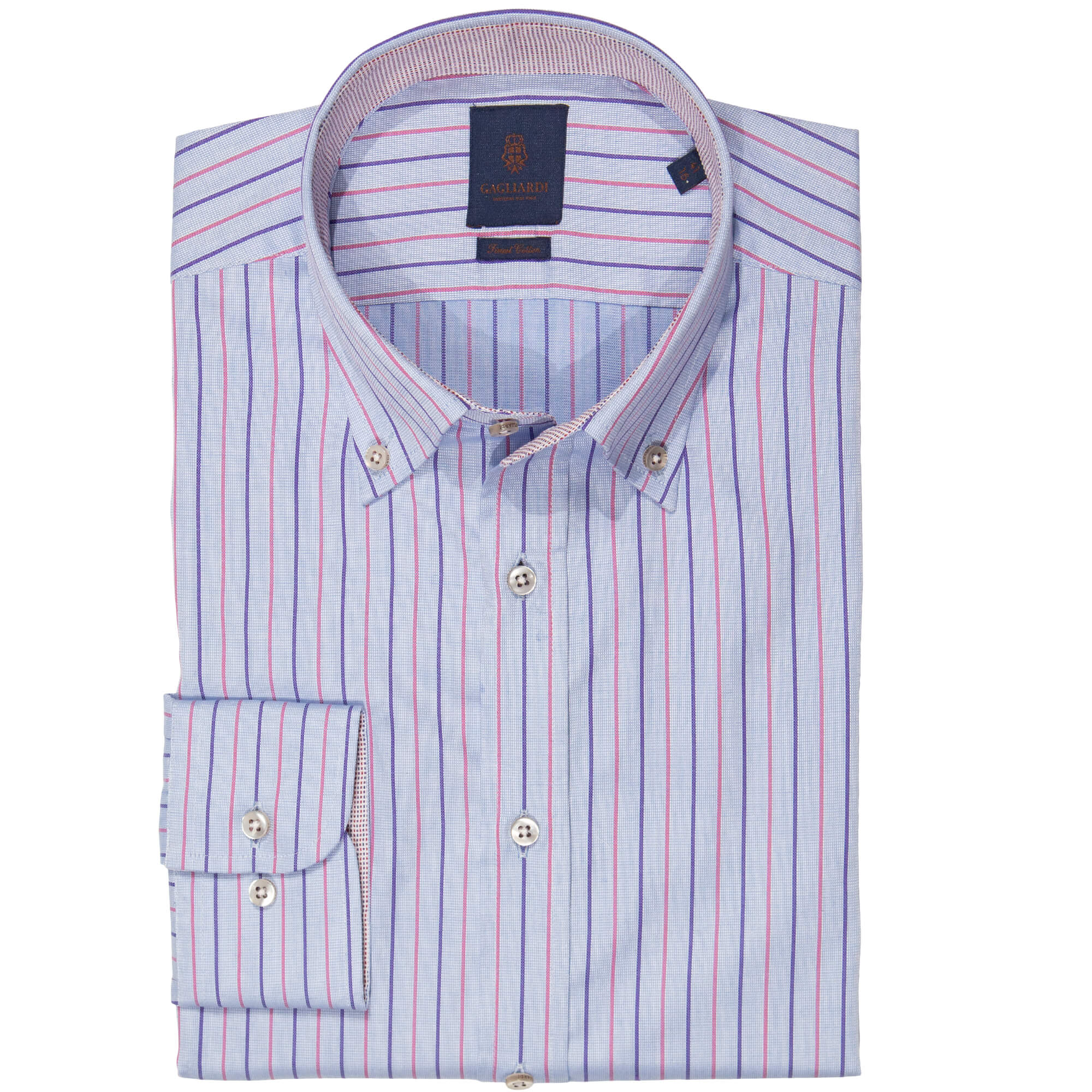 Tailored Fit Pink & Purple Stripe Button Down Shirt