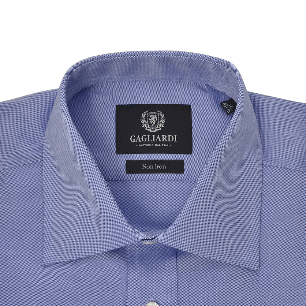 Blue Oxford Tailored Fit Classic Collar Single Cuffed Shirt - Gagliardi