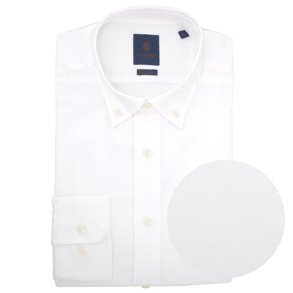 Tailored Fit White Oxford Button Down Non-iron Shirt - Gagliardi