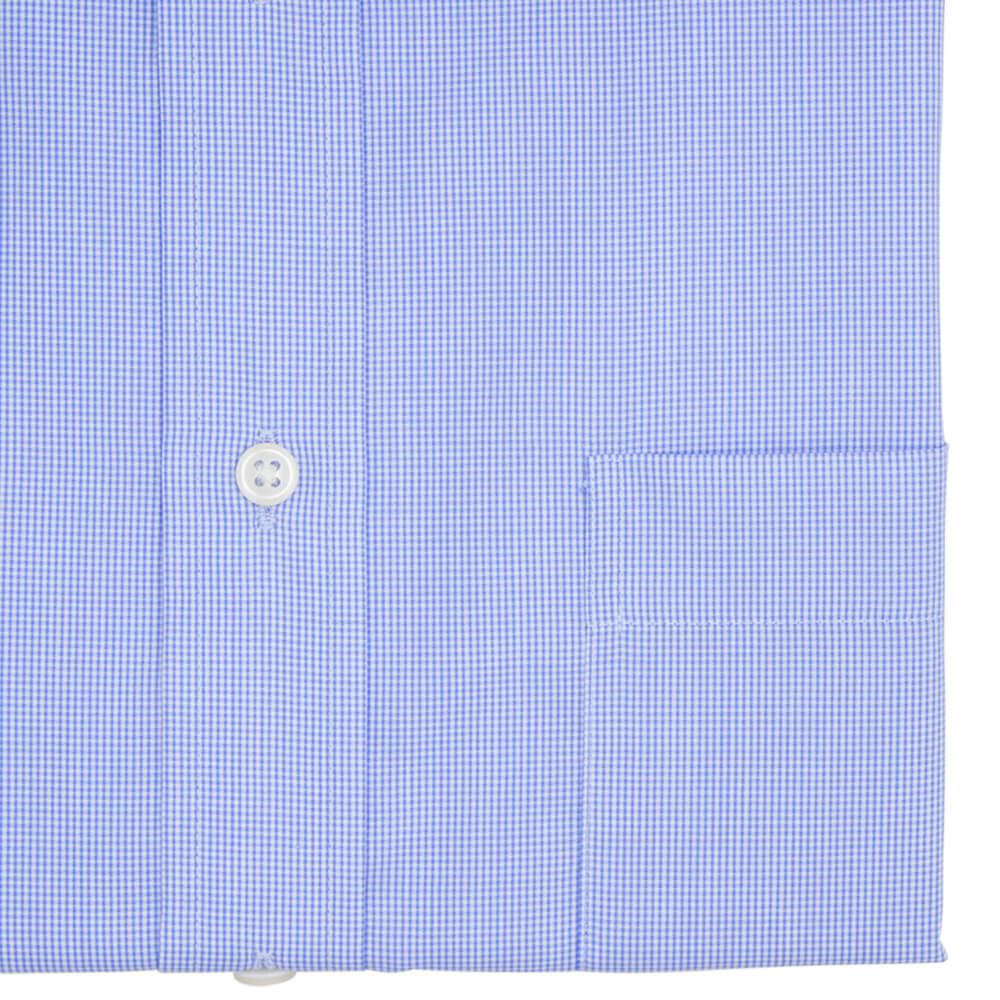 Royal Blue Micro Gingham Tailored Fit Short Sleeve Buttondown Collar Shirt - Gagliardi